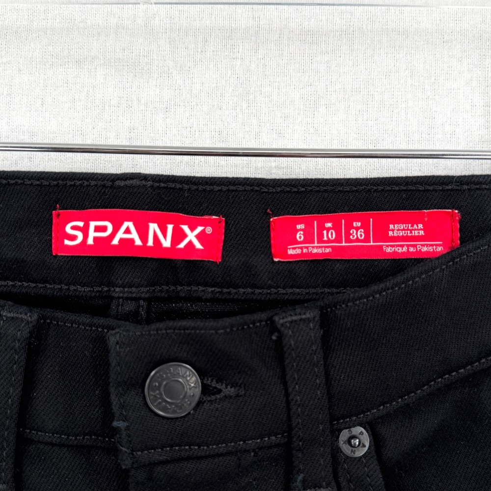 SPANX High Rise Flare Jeans Women 6 Regular Black Stretch Slimming Tummy Control - Picture 9 of 16